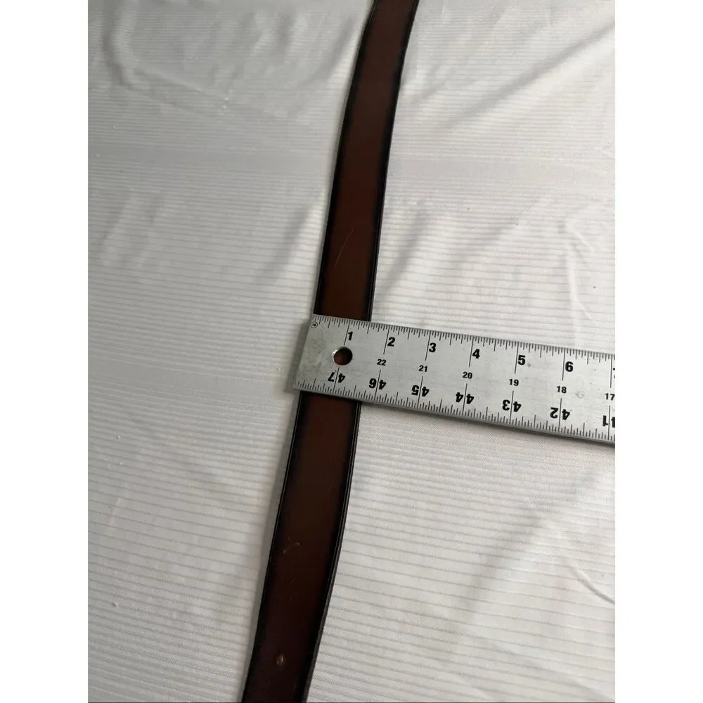 Polo Ralph Lauren Men's Vintage Dark Brown Pony Logo Plaque Leather Belt Size 38